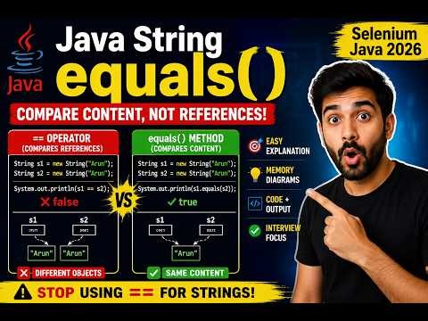 362. equals() pre-defined method of String class in Java (Selenium Java 2026)