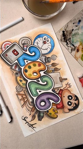 Happy New Year Drawing, 2026 😍 #shorts #drawing #art #2026