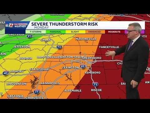 North Carolina under a significant risk for severe weather Monday