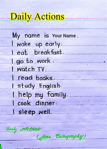 Daily Actions | 10 points on daily actions in english | How to write Essay on daily actions in eng
