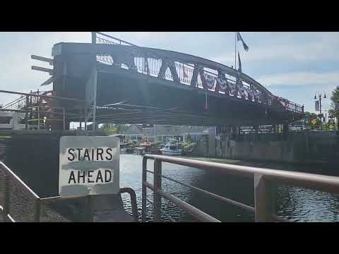 Lift bridge operating on the Erie Canal in Fairport, NY