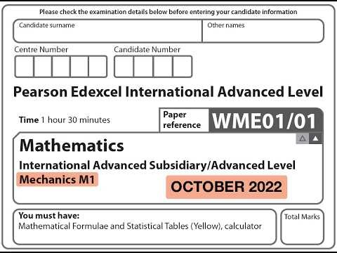 Edexcel IAL Maths - Mechanics M1 - October 2022