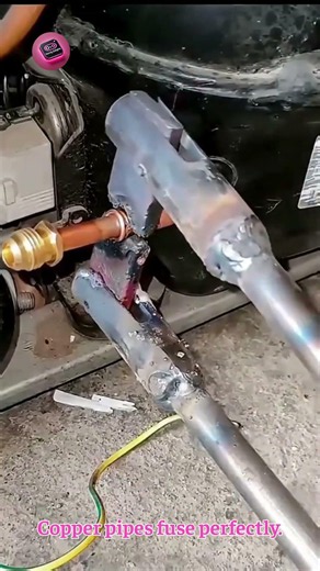 COPPER PIPE BRAZING TECHNIQUE 😳 seamless high-efficiency connection #shorts #engineering #machines