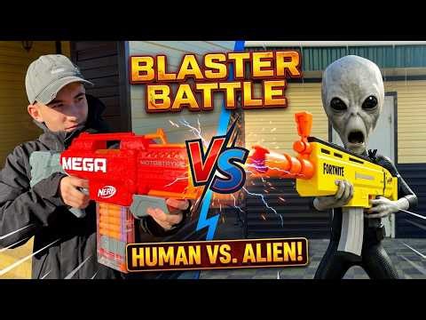 Nerf Blaster Challenge Bogdan vs Alien! Bazooka Win НЕРФ Битва Бластеров Богдан против Пришельца!