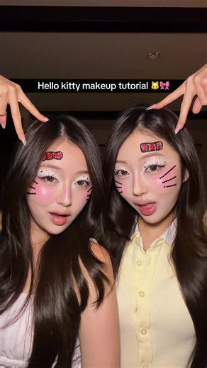 Hello Kitty makeup tutorial🤍🤍 #hellokittymakeup #halloweenmakeup | halloween makeup