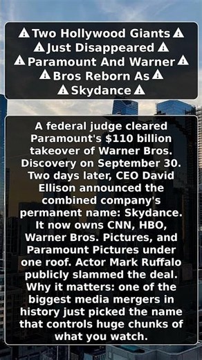 Paramount And Warner Bros Just Became Skydance