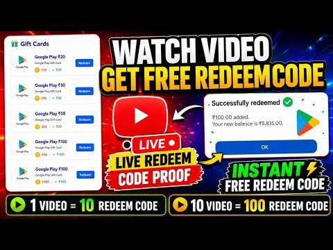 FREE REDEEM CODE | NEW REDEEM CODE APP | FREE GOOGLE PLAY GIFT CARD | INSTANT FREE REDEEM CODE APP 
