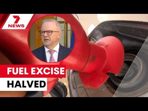 Fuel excise halved to cut skyrocketing petrol and diesel prices | 7NEWS