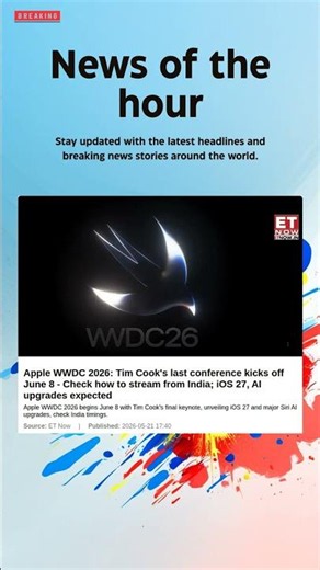 Breaking News: Apple WWDC 2026: Tim Cook's last conference kicks off June 8 - Check how to #apple