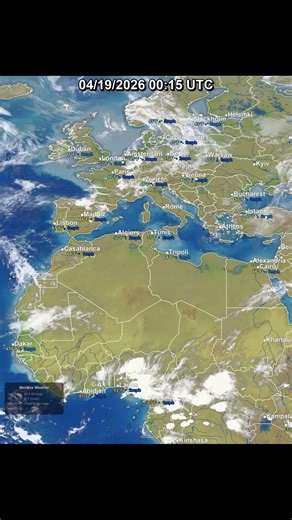 Meteosat-10 Europe-Africa Full Disk & Regional 24 Hour Weather | April 19, 2026 #shorts