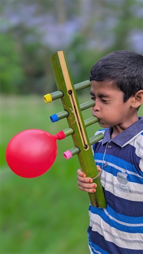 Vary simple colour balloon & bamboo cute toy #diy #art