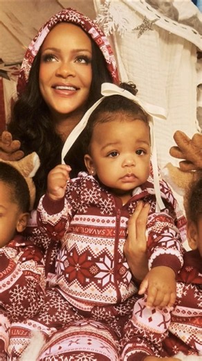 Rihanna with her kids RZA, Riot and Rocki for the new Savage X Fenty campaign.