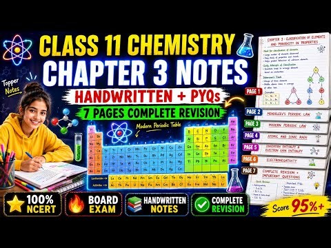 Class 11 Chemistry Chapter 3 – Classification of Elements and Periodicity in Properties