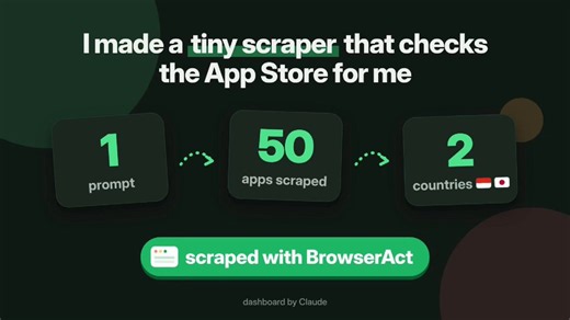 Nelly; on X: "POV: every week you open the App Store charts country by country to see which AI apps are climbing I handed that job to @browseract. one prompt: go to the Productivity top charts, grab the top 25 apps with rank, name, subtitle and link, and make the country an input I can swap later it opened the live App Store, worked out the page, tested the extraction and gave me a Bot I can keep first run was Indonesia. 25 apps came back in a clean table, exported to CSV then I typed jp instead