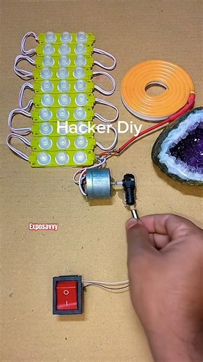 Powering Neon Strip & 10 LEDs with Mini Gear Motor ⚡ DIY Generator #shorts #minitool #motor #diy