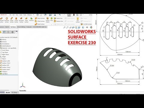 Surface modeling tutorial | Surface modeling exercise 230 #solidworks #cad