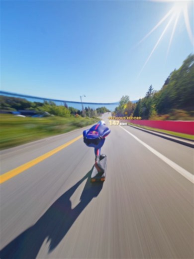 this is what the fastest recorded skateboard run EVER looks like 🚨 @diego_poncelet reached 151.83 km/h and rode straight into the record books 🤯 🤝: @prada 📍: @redbullesp #redbull #givesyouwiiings #energydrink #prada