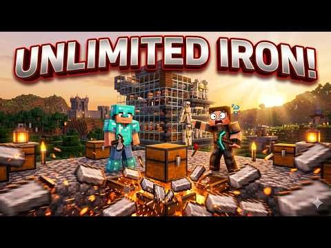 Minecraft Dual Survival: INSANE Iron Farm Build! 🔥