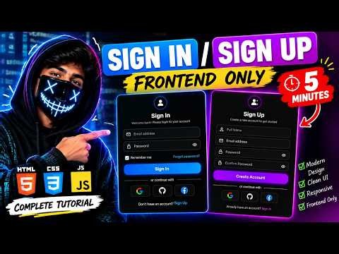 Build a Modern Sign In & Sign Up UI in 5 Minutes 🔥 | HTML CSS JavaScript | Frontend Tutorial