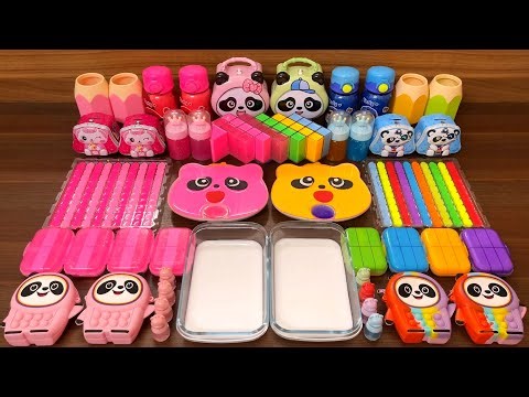 Satisfying Slime Mixing: Pink vs Rainbow Glossy ASMR Sounds