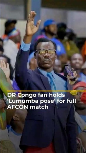 DR Congo fan holds ‘Lumumba pose’ for full AFCON match | AJ #shorts