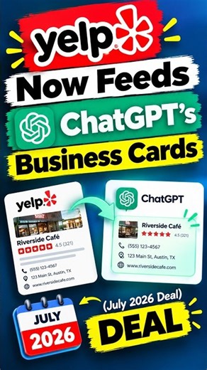 Yelp Now Feeds ChatGPT's Business Cards (July 2026 Deal) #Shorts