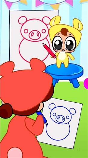 Let's Draw a Pig!🖌️ Learn Easy Shapes & Letters #learning #kidsvideos #baby