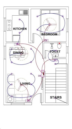 Electrical Wiring Layout in AutoCAD ⚡ | House Electrical Plan #shorts
