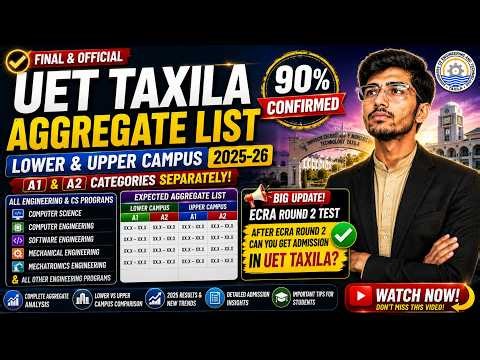 UET Taxila Aggregate List 2025-26 | CS, SE, CE, Mechanical Merit & ECAT Round 2 Explained