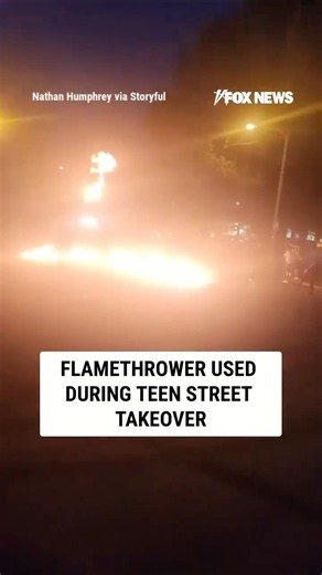 FLAMETHROWER used during teen street takeover #foxnews #news #us #fox