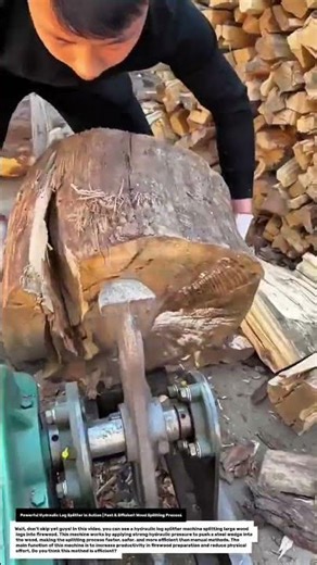 Powerful Hydraulic Log Splitter in Action | Fast & Efficient Wood Splitting Process.