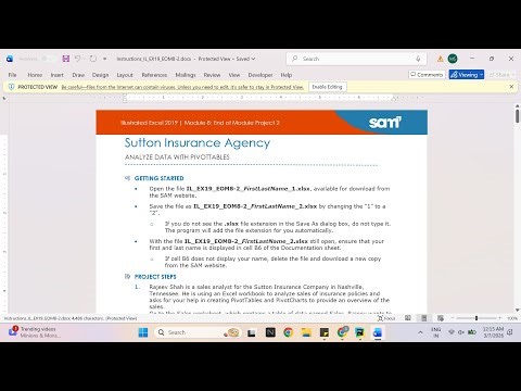Illustrated Excel 2019 | Module 8: End of Module Project 2 Sutton Insurance Agency