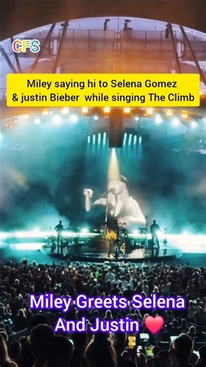Miley Cyrus Greets Selena Gomez & Justin Bieber During “The Climb” 🥹❤️ #Shorts