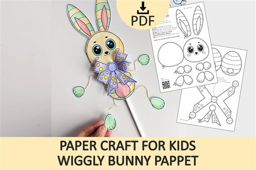 Bunny Puppet Paper Craft for Kids | Easter / Spring Cut and Paste Activity (printable PDF) - Etsy Canada