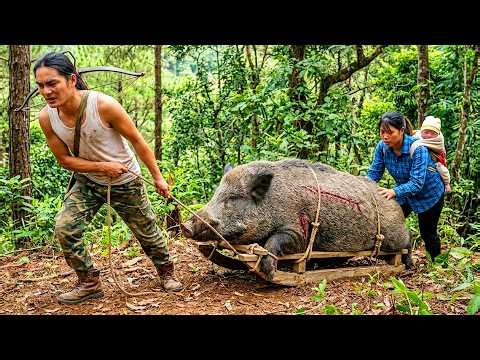 Shocking Discovery! Giant Wild Boar in the Deep Forest – Hunting for Survival Alone