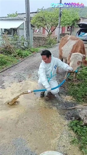 Extracting ruminal impaction in cattle with a gastric tube