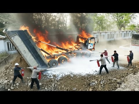 Unexpected Situation!! 😲 Dozer KOMATSU vs 25ton Hyundai Truck Land Filling Up New Road Foundation