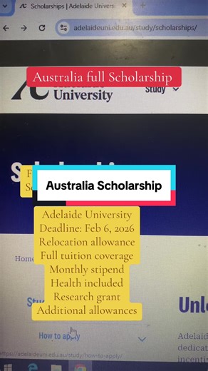 Fully Funded Postgraduate Scholarship at Adelaide University, Australia