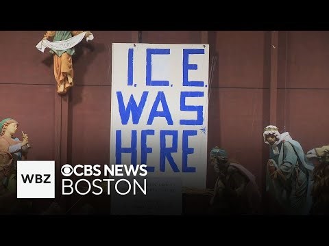 Controversial "ICE was here" nativity scene remains up in Massachusetts on Christmas