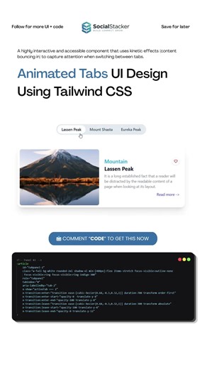 Animated Tabs UI Design Using Tailwind CSS + Alpine.js #tailwindcss #animation