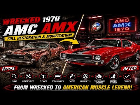 Destroyed 1970 aMC aMX rebuilt into an american muscle legend