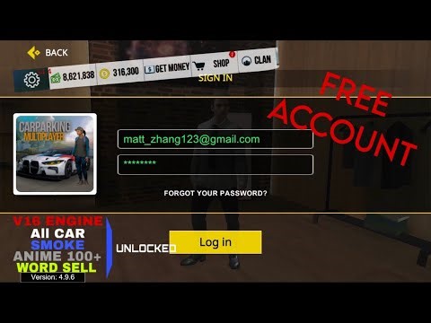 Car Parking Multiplayer Free Account V16 Engine Wordsell Smoke all Car Unlocked Anime+
