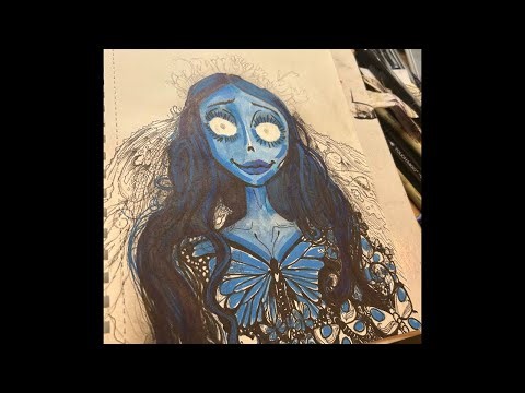 DaMouseOfInk is drawing fanart Tim Burton Corpse Bride