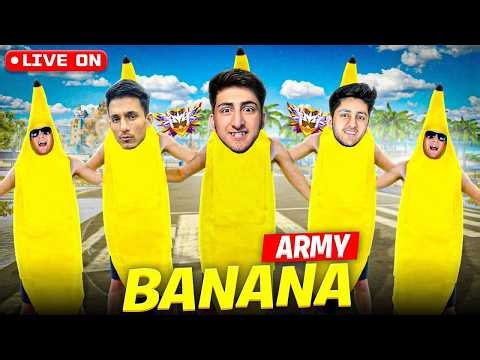 🔴[LIVE]🍌Banana Army Is Backk🔴1 Vs 6 - Br Rank 1 Vs 4 - Free Fire Live🍌