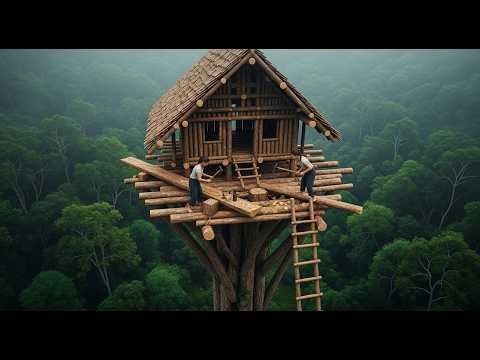166 Days Crafting a Wooden Masterpiece Atop a Giant Treehouse (TIMELAPSE)‪@WildSoloSurvival‬