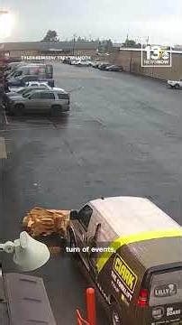 Lightning hits parking lot miles from storm