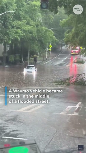 Driverless vehicle stranded after driving through floodwaters