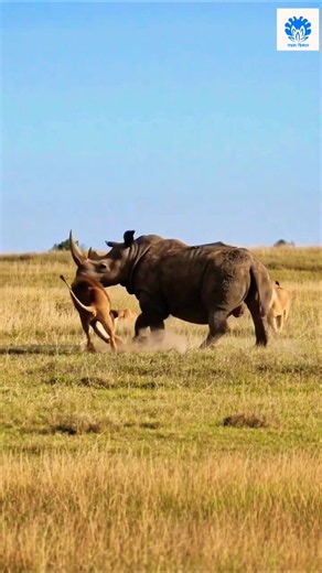 Lion King 🦁 Vs Giant Rhino 🦏😱😱 #lion #rhino #animals