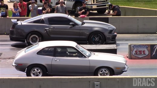 Small But Oversized Turbo Ford Pinto Drags Corvette and Mustang, It's a Crazy Nine-Second Festival
