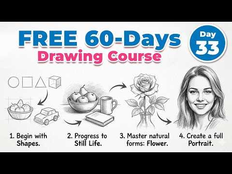 FREE 60-Day Drawing Course 🎨 - Day 33 | Leaf Drawing Made SUPER Easy ✏️ | Anyone Can Do It!